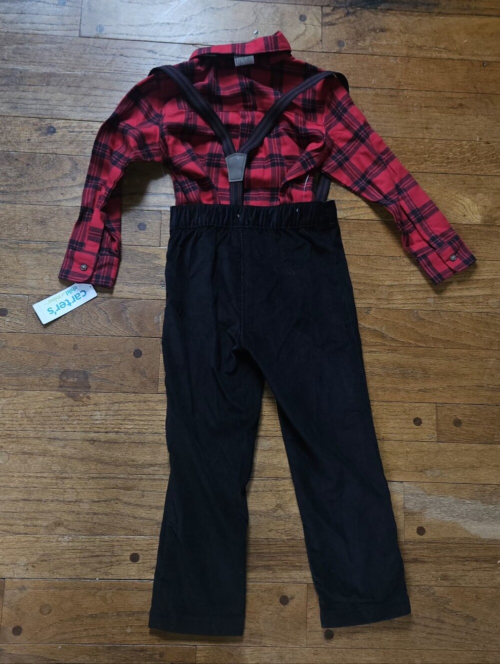NWT Carter's holiday set red and black button-down shirt, black pants and tie 4T - Picture 4 of 4